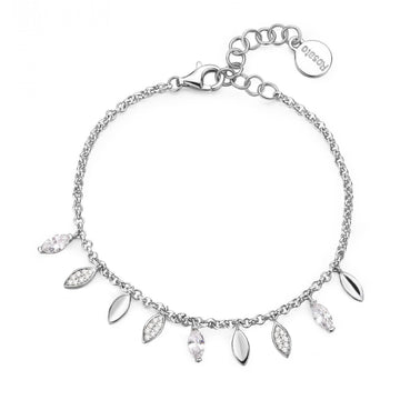 Bracciale catena Rosato Gaia donna argento con pendenti a petalo con zirconi RZGA44-1