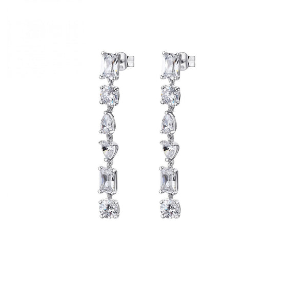 Orecchini pendenti 45mm Rosato Gemma in argento con zirconi tagli diversi RZGE27-1