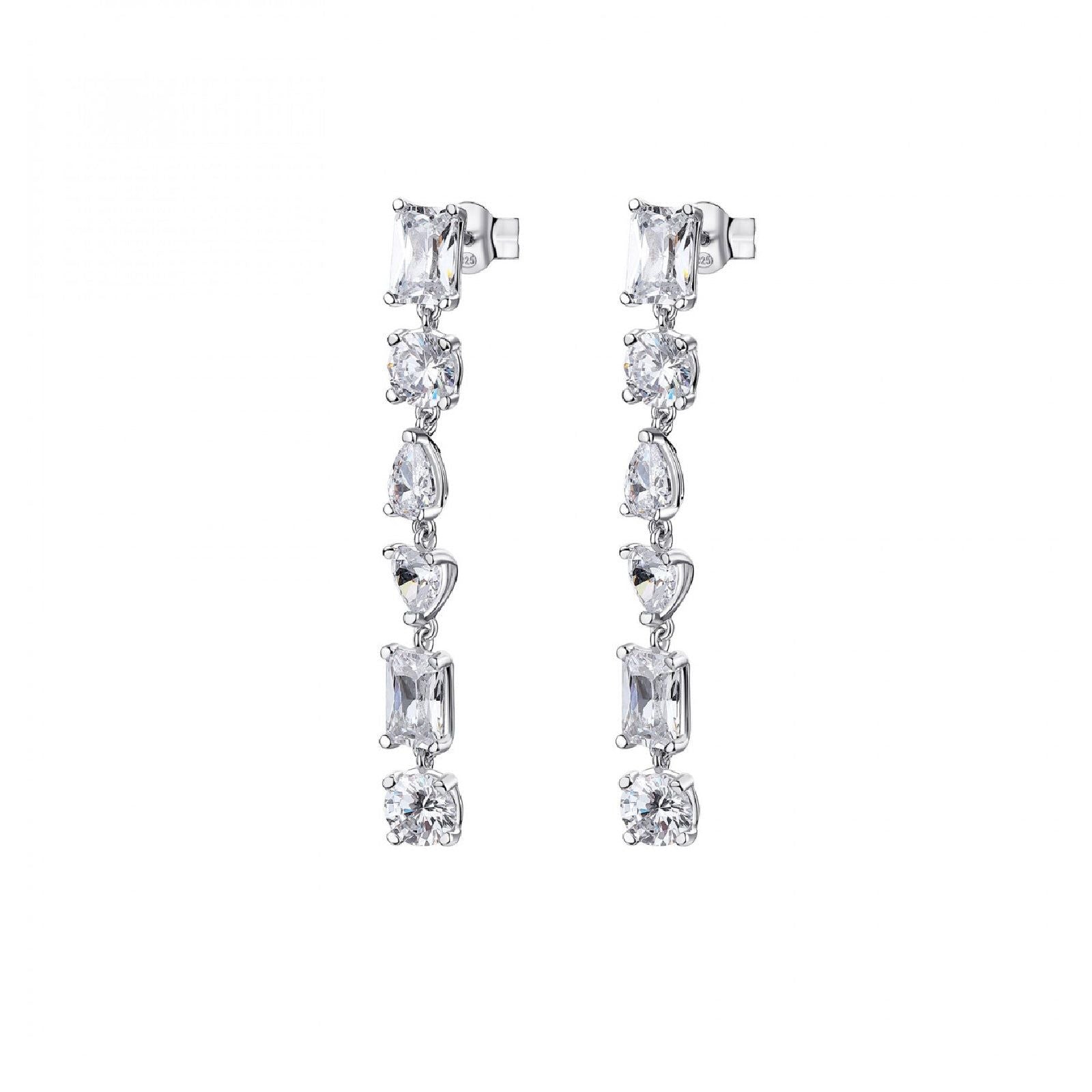 Orecchini pendenti 45mm Rosato Gemma in argento con zirconi tagli diversi RZGE27-1