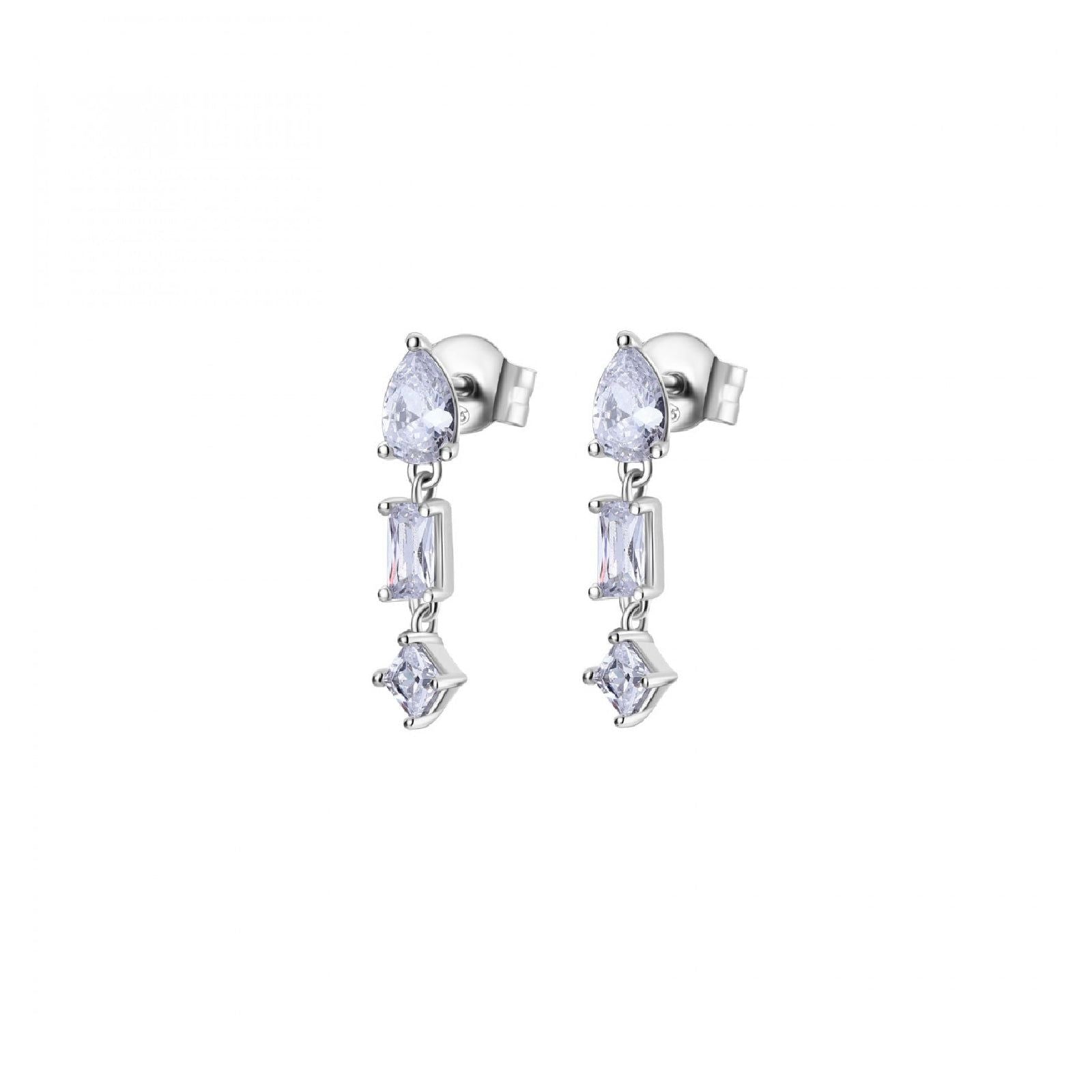 Orecchini pendenti 20mm Rosato Gemma in argento con zirconi tagli diversi RZGE28-1