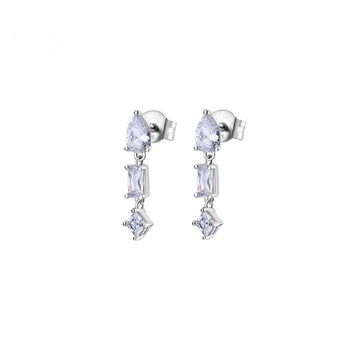 Orecchini pendenti 20mm Rosato Gemma in argento con zirconi tagli diversi RZGE28-1