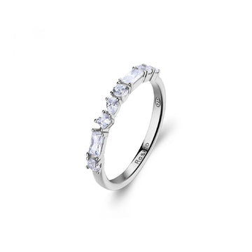 Anello veretta Rosato Gemma donna argento zirconi bianchi piccoli di diversi tagli RZGE35-1