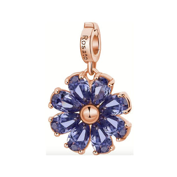 Charm donna Rosato Storie argento rosé zirconi viola a fiore RZLE068-1