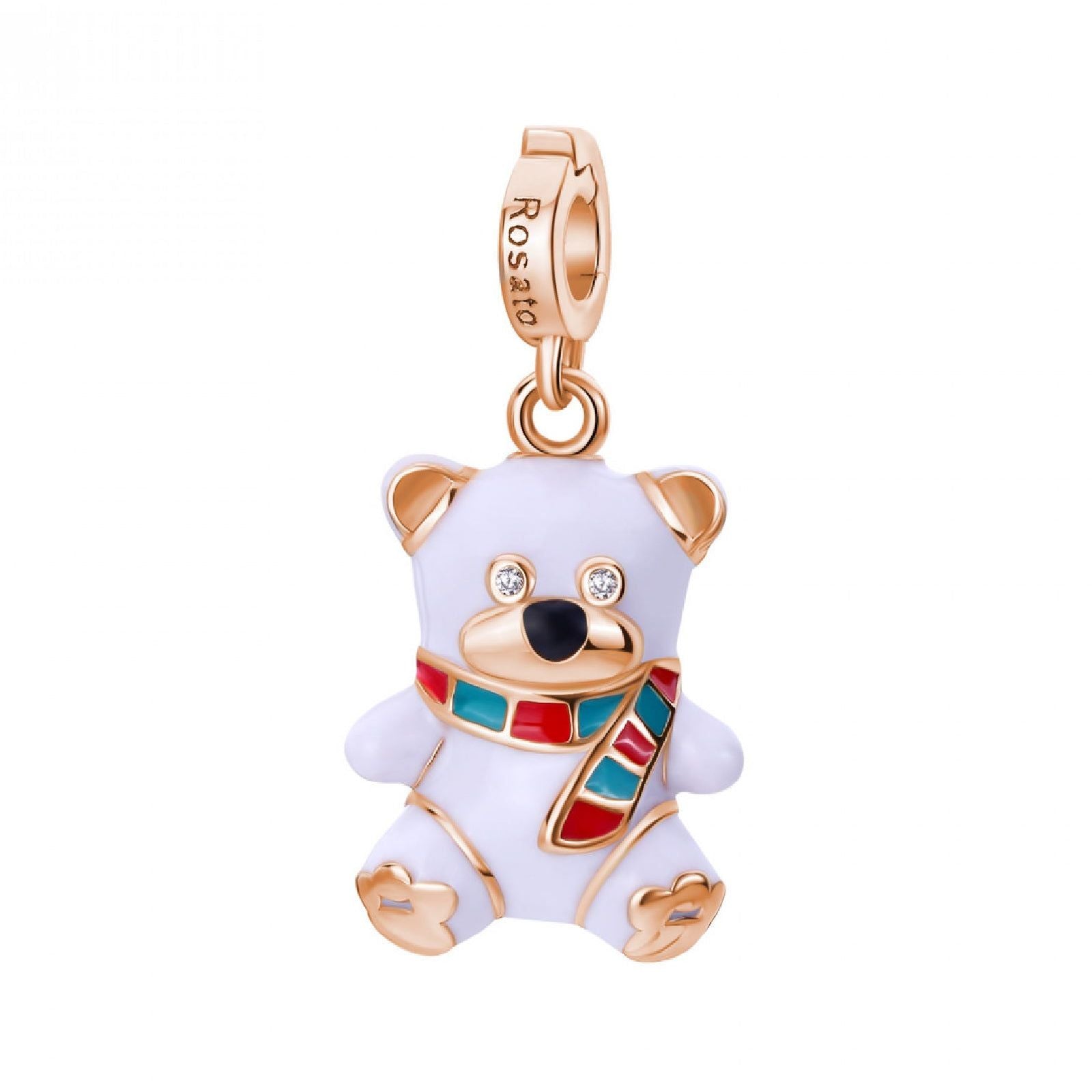 Charm donna Rosato Storie argento rosé orso bianco multicolor e zirconi RZLE071-1