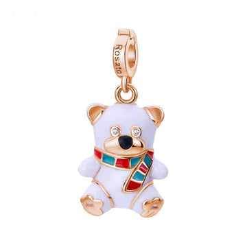 Charm donna Rosato Storie argento rosé orso bianco multicolor e zirconi RZLE071-1