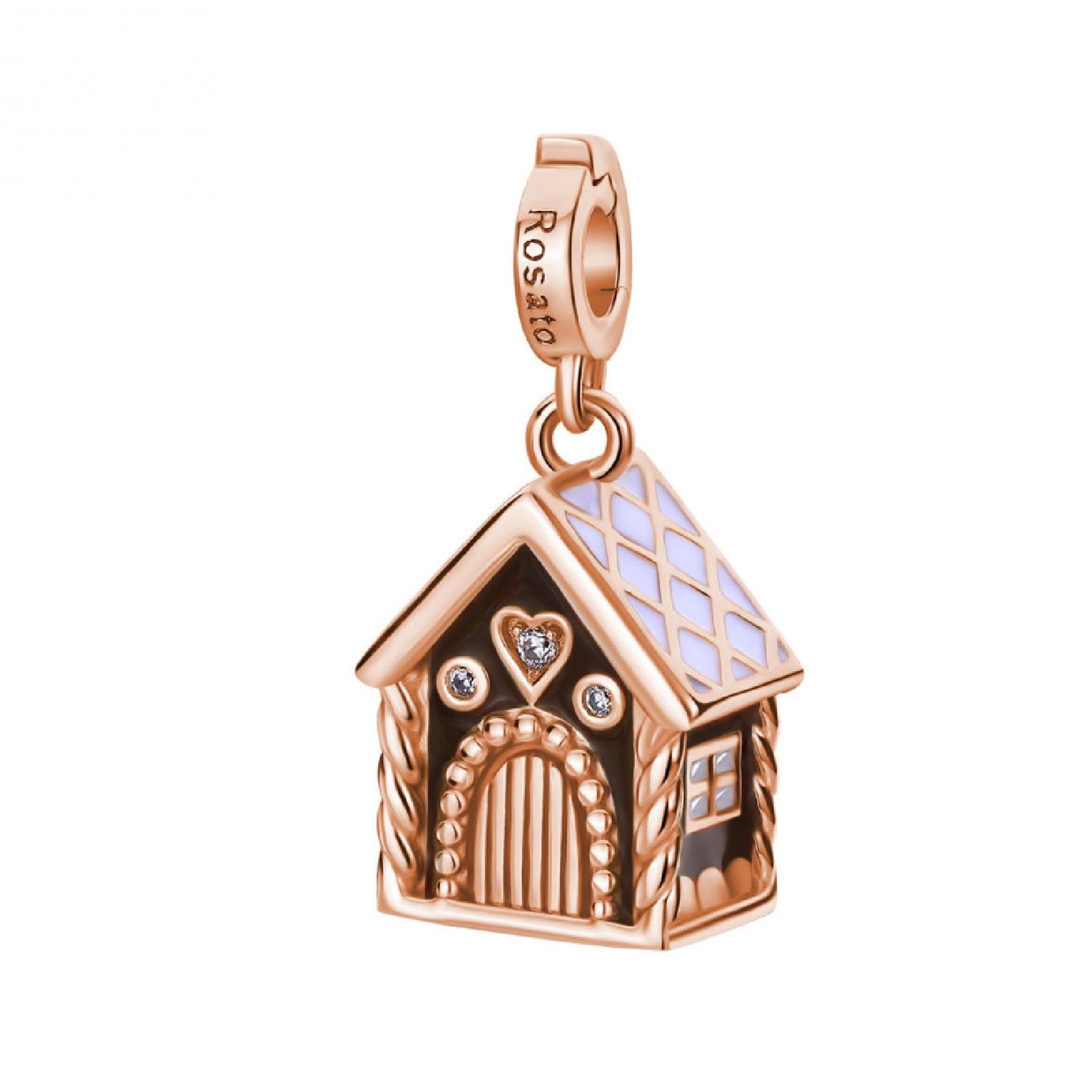 Charm donna Rosato Storie argento rosé casa pan zenzero marrone con zirconi RZLE072-1