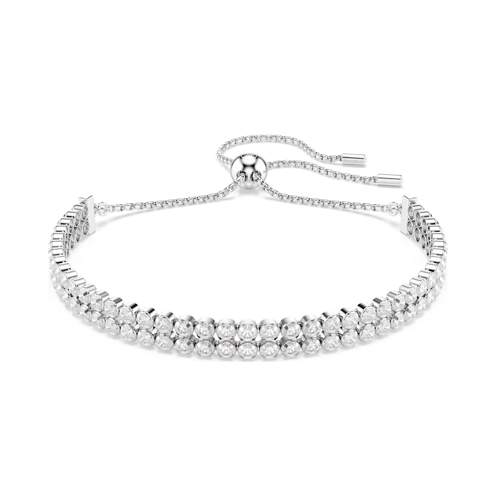 Bracciale tennis doppio Swarovski Matrix rodiato con cristalli REGOLABILE