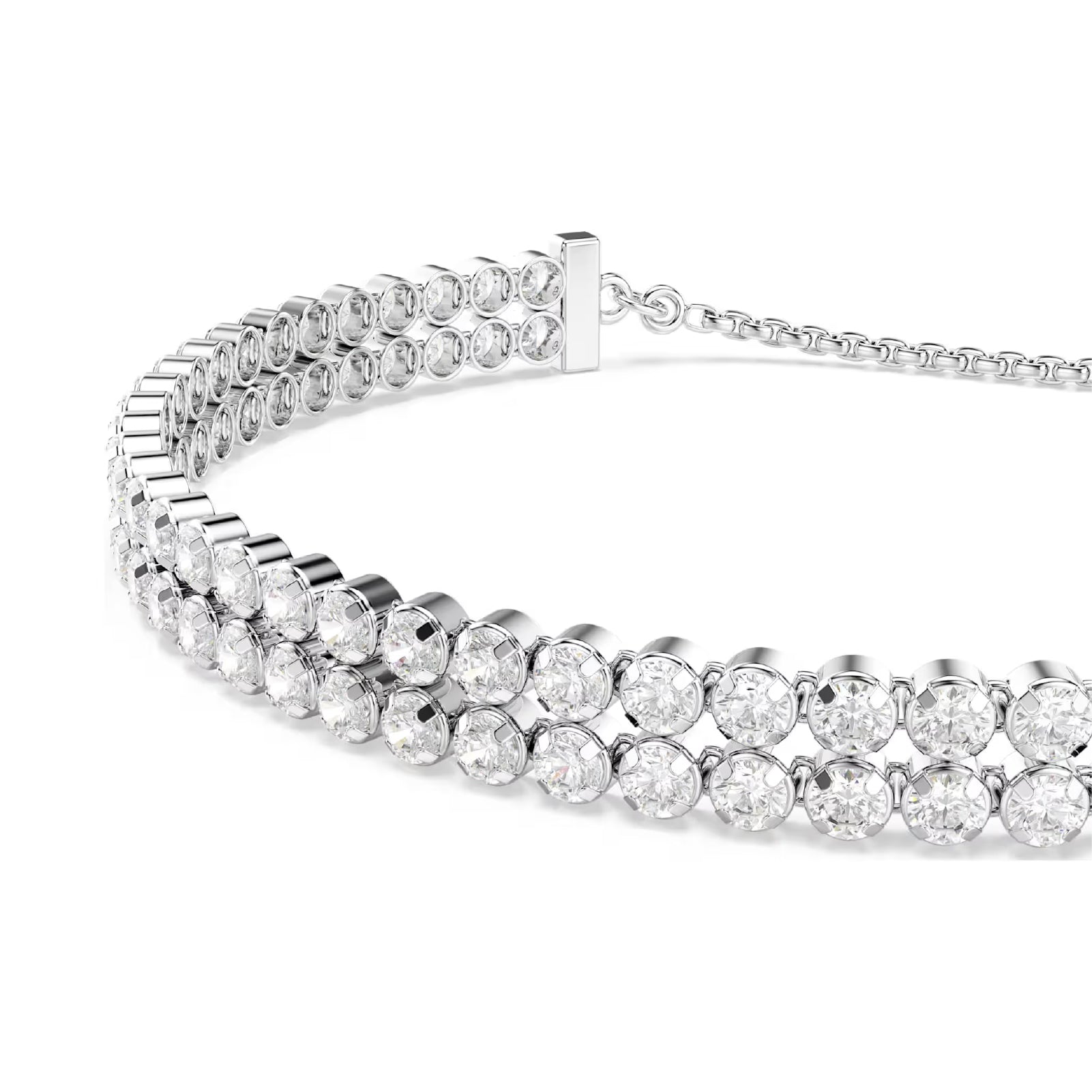 Bracciale tennis doppio Swarovski Matrix rodiato con cristalli REGOLABILE