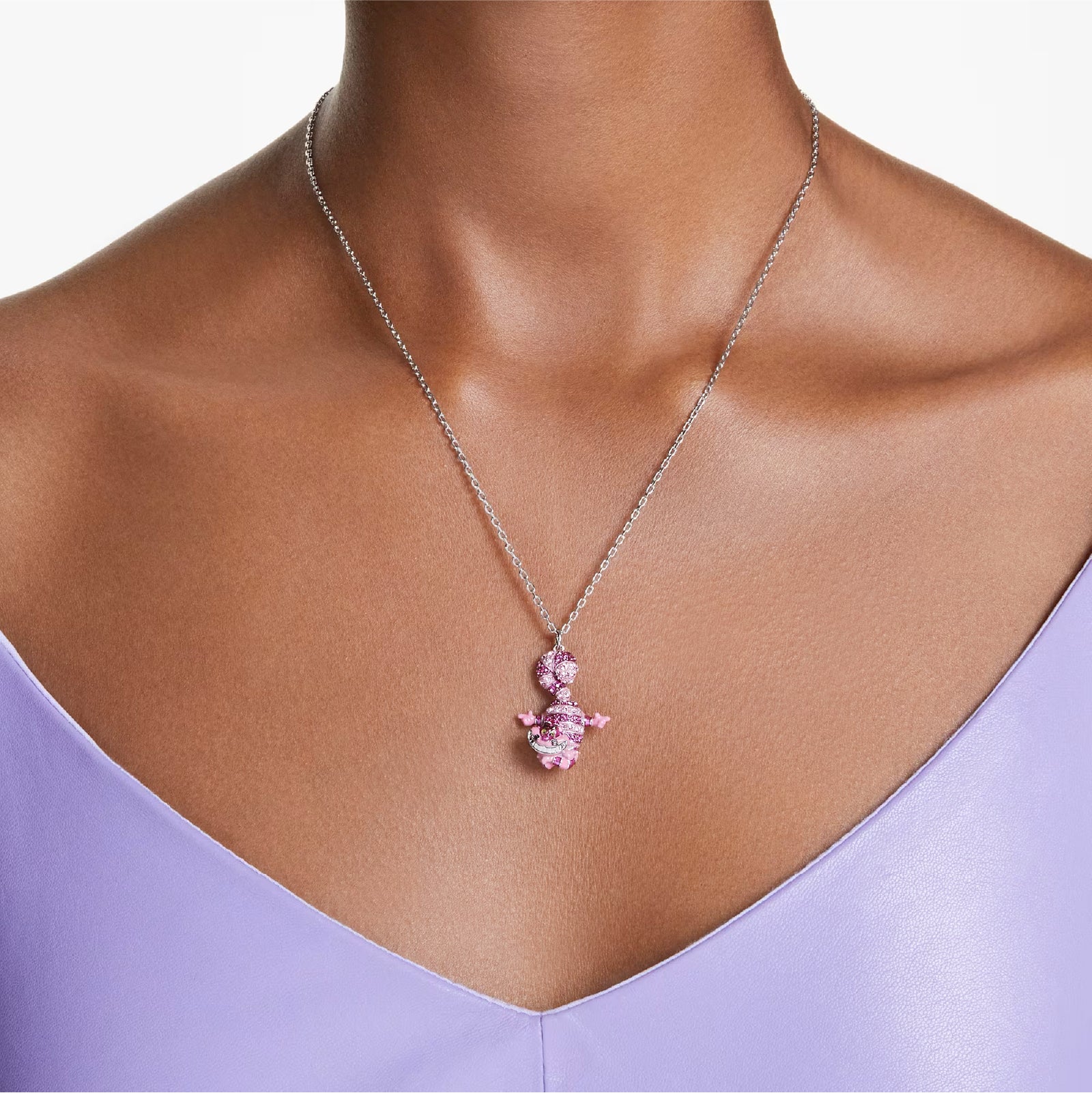 Collana con pendente Swarovski placcata in rodio con cristalli