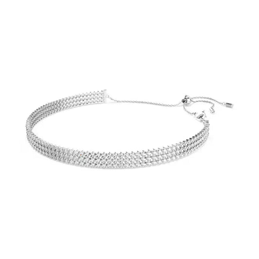 Choker tennis triplo Swarovski Matrix rodiato con cristalli MISURA UNICA