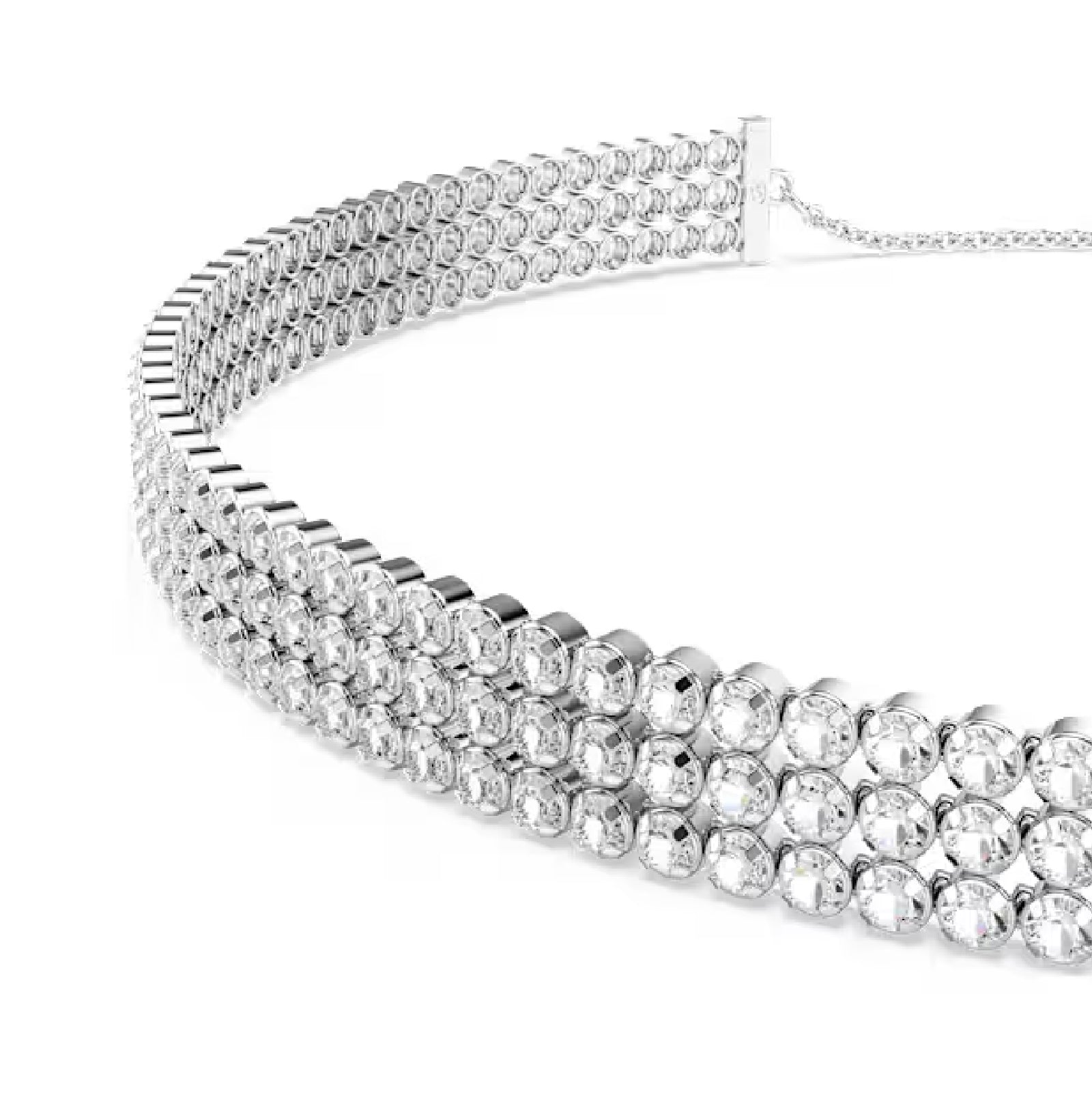 Choker tennis triplo Swarovski Matrix rodiato con cristalli MISURA UNICA