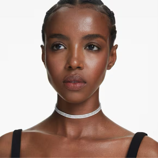 Choker tennis triplo Swarovski Matrix rodiato con cristalli MISURA UNICA