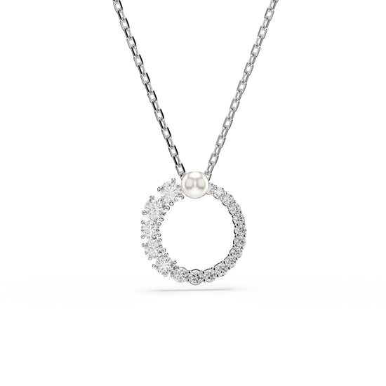 COLLANA PENDENTE SWAROVSKI PLACCATA IN RODIO CON PERLA E ZIRCONI S.5688751