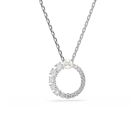 COLLANA PENDENTE SWAROVSKI PLACCATA IN RODIO CON PERLA E ZIRCONI S.5688751