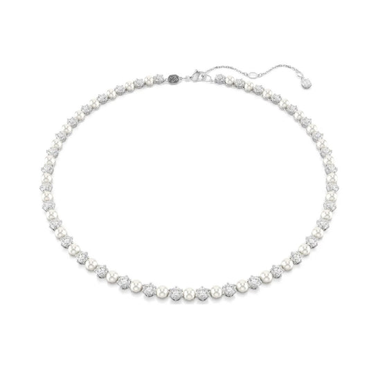 Collana tennis Swarovski Matrix rodiato con cristalli e perle MISURA UNICA
