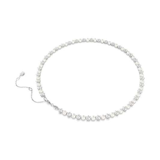 Collana tennis Swarovski Matrix rodiato con cristalli e perle MISURA UNICA