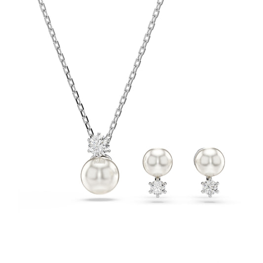 SET SWAROVSKI PLACCATA IN RODIO CON PERLE E ZIRCONI S.5689624