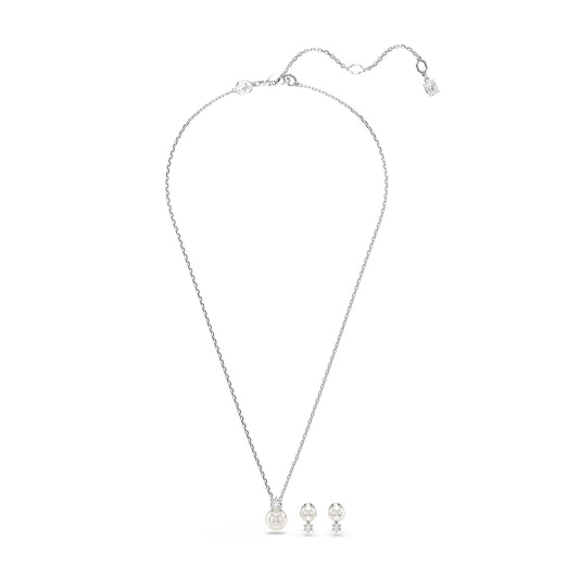 SET SWAROVSKI PLACCATA IN RODIO CON PERLE E ZIRCONI S.5689624
