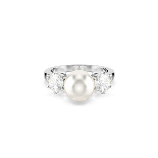 ANELLO SWAROVSKI PLACCATO IN RODIO CON PERLA E ZIRCONI S.5689630