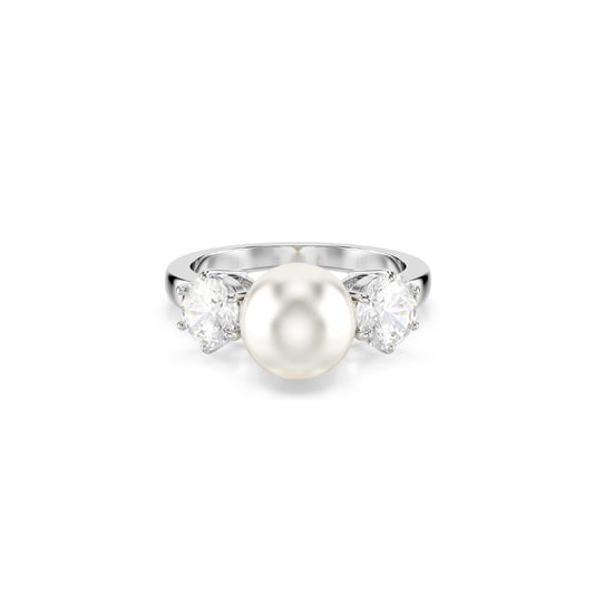 ANELLO SWAROVSKI PLACCATO IN RODIO CON PERLA E ZIRCONI S.5689630