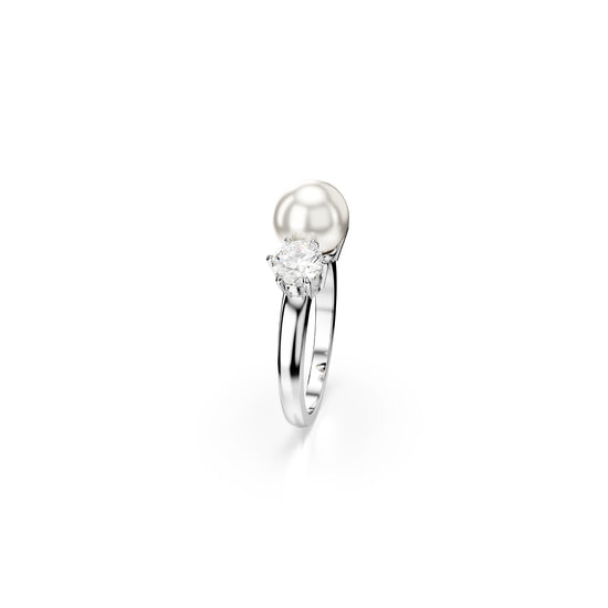 ANELLO SWAROVSKI PLACCATO IN RODIO CON PERLA E ZIRCONI S.5689630