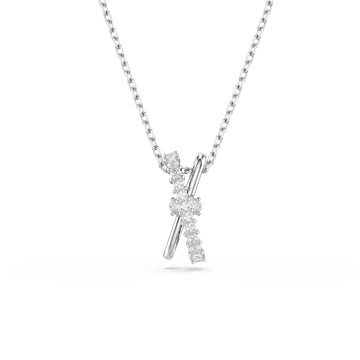 COLLANA CON PENDENTE SWAROVSKI PLACCATA IN RODIO CON ZIRCONI S.5689723