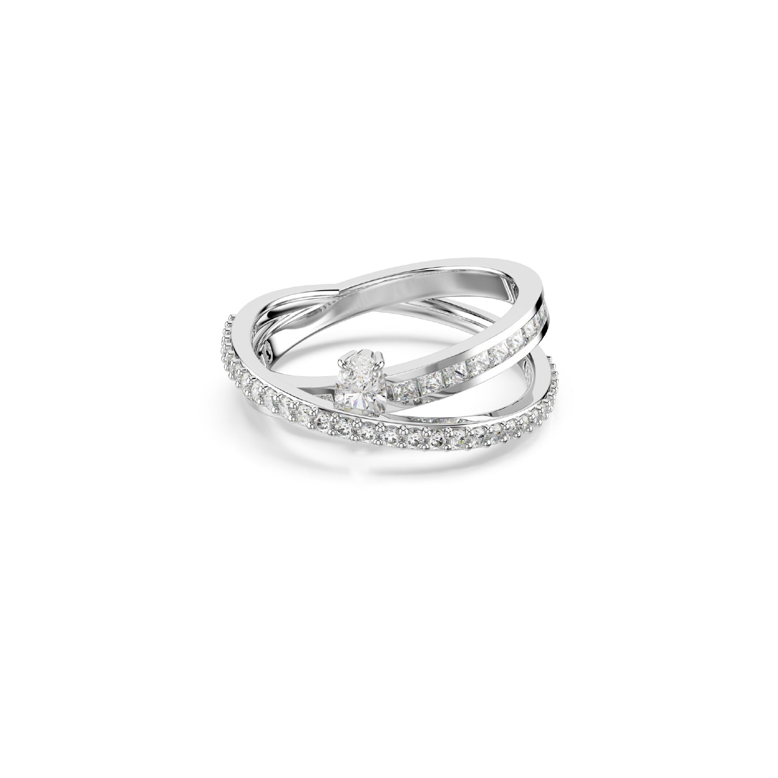 ANELLO SWAROVSKI PLACCATO IN RODIO CON ZIRCONE BIANCO S.5691231
