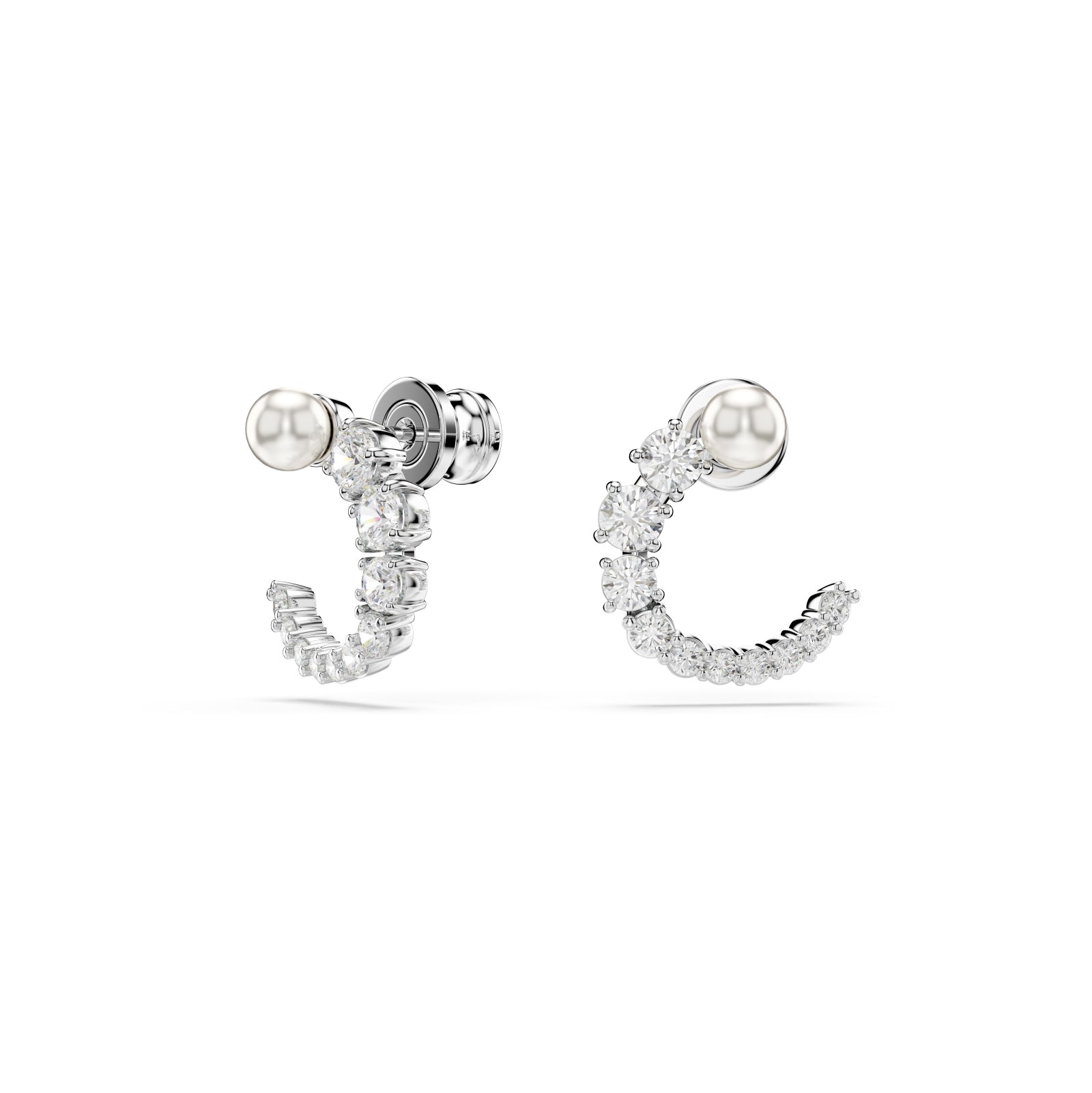 ORECCHINI A CERCHIO SWAROVSKI PLACCATI IN RODIO CON PERLA S.5692260