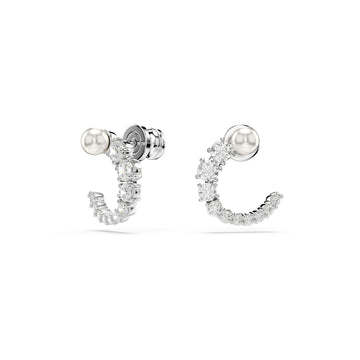 ORECCHINI A CERCHIO SWAROVSKI PLACCATI IN RODIO CON PERLA S.5692260