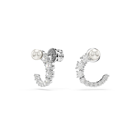 ORECCHINI A CERCHIO SWAROVSKI PLACCATI IN RODIO CON PERLA S.5692260