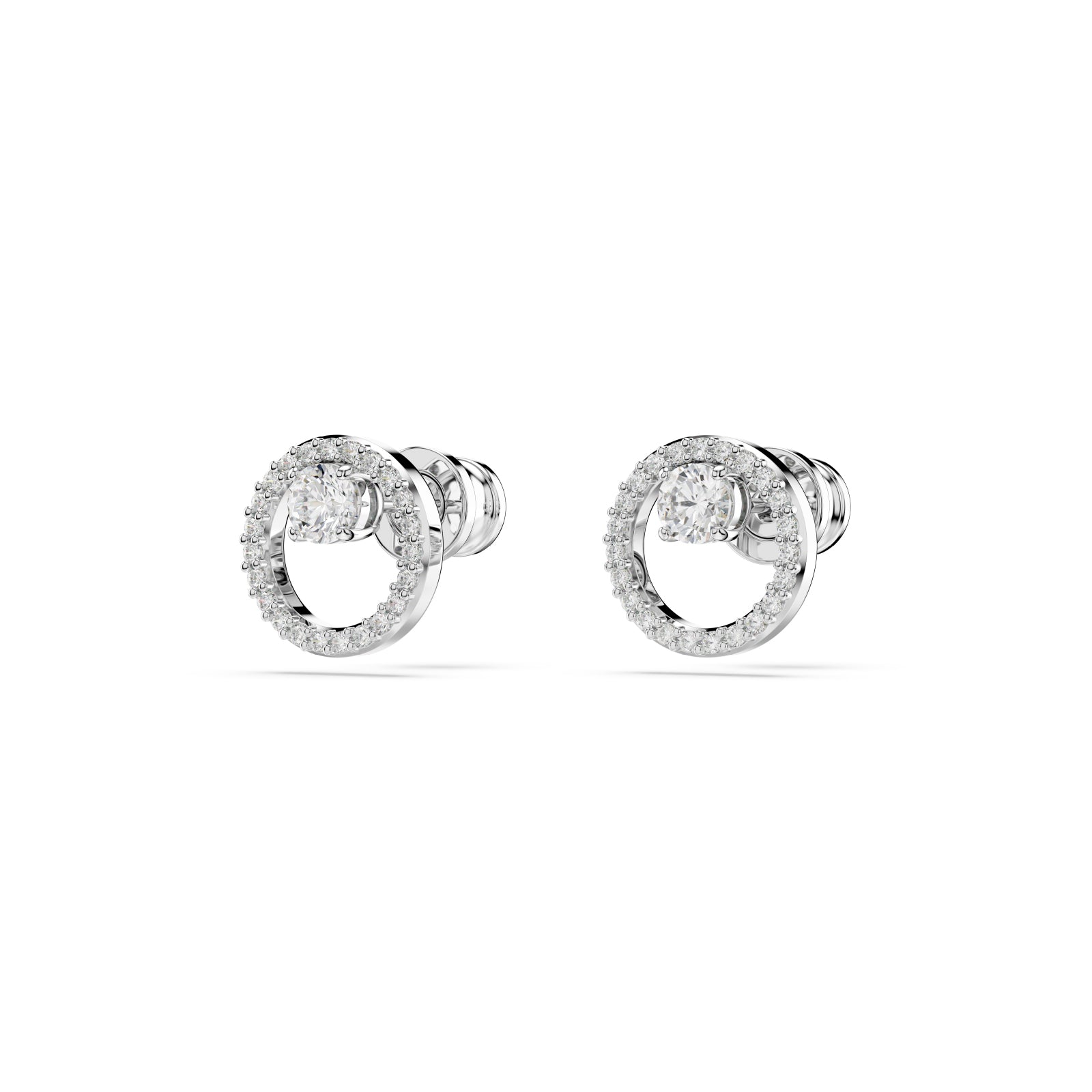 ORECCHINI A LOBO SWAROVSKI PLACCATI IN RODIO CON ZIRCONI S.5692262