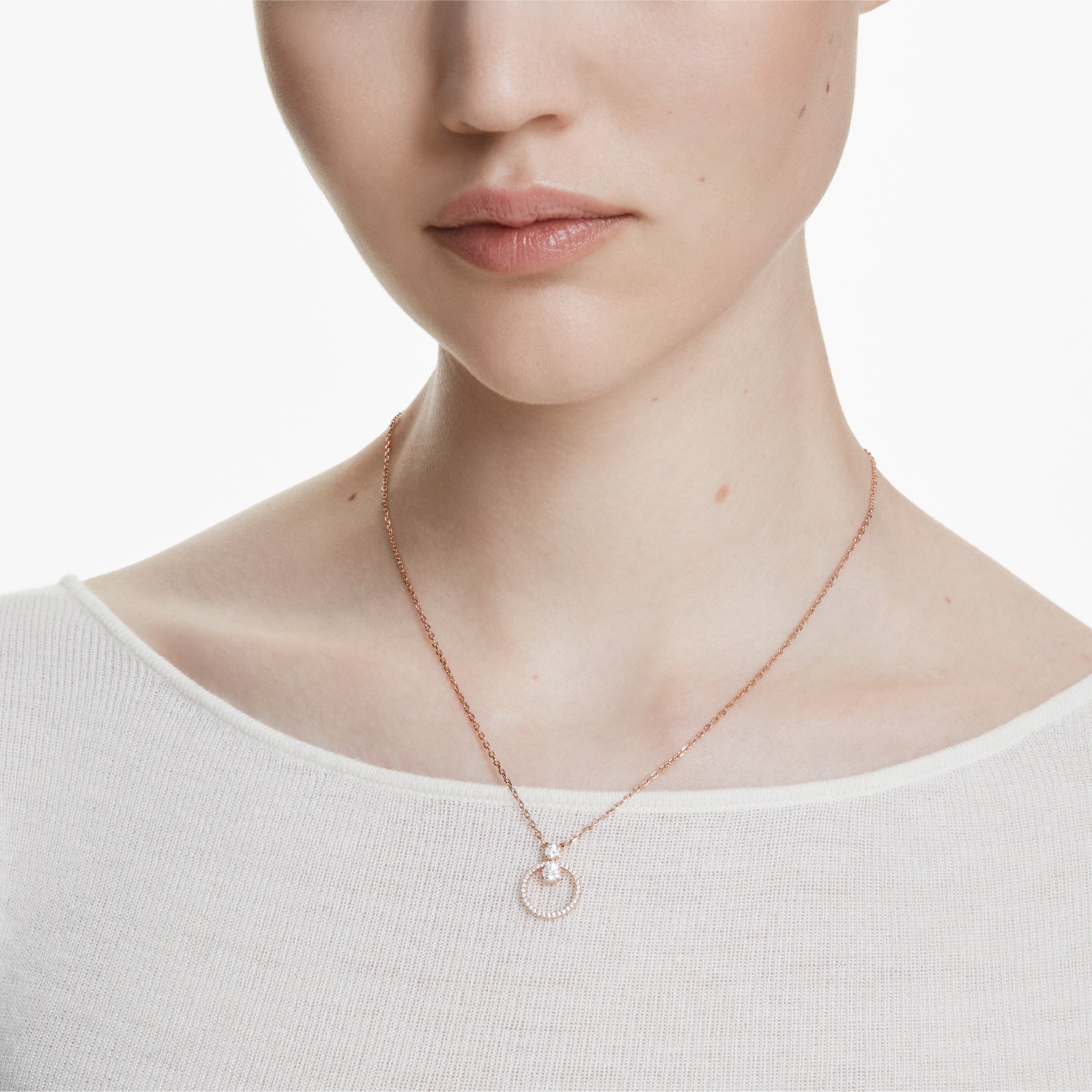 COLLANA PENDENTE SWAROVSKI PLACCATA ORO ROSA CON ZIRCONI S.5692266