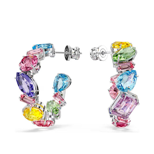 ORECCHINI A CERCHIO SWAROVSKI RODIATI E CRISTALLI COLORATI S.5692412