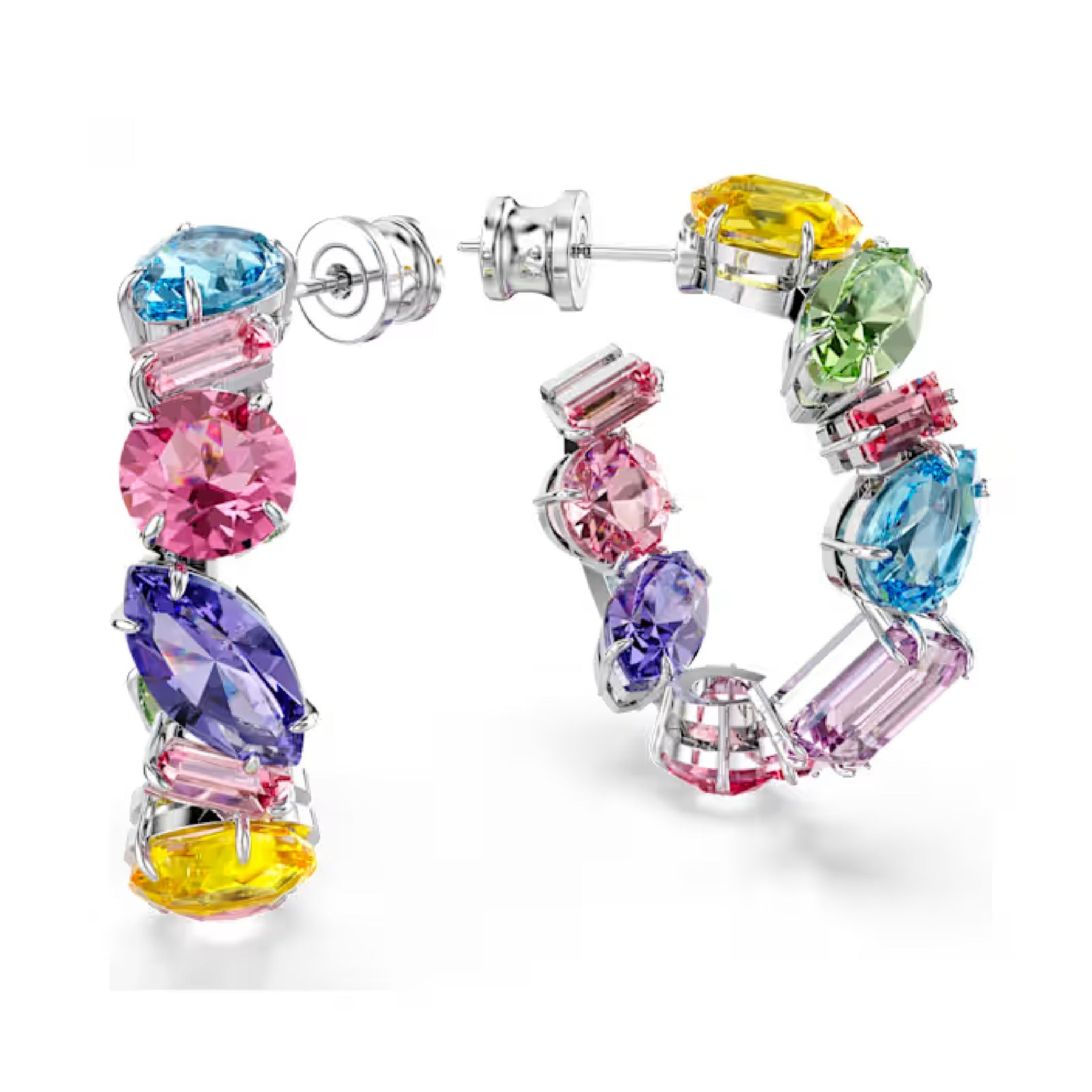 ORECCHINI A CERCHIO SWAROVSKI RODIATI E CRISTALLI COLORATI S.5692412