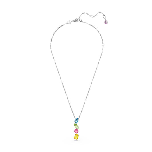 Collana con pendente Swarovski rodiata e cristalli colorati
