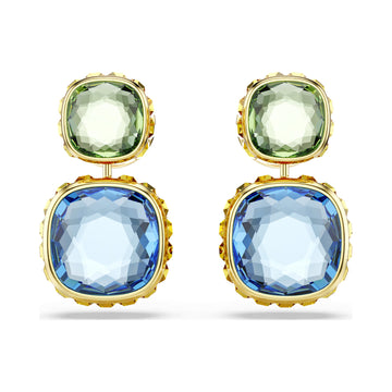 Orecchini Swarovski twist con cristalli verdi azzurri e rosa