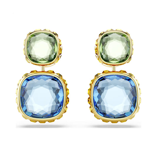 Orecchini Swarovski twist con cristalli verdi azzurri e rosa