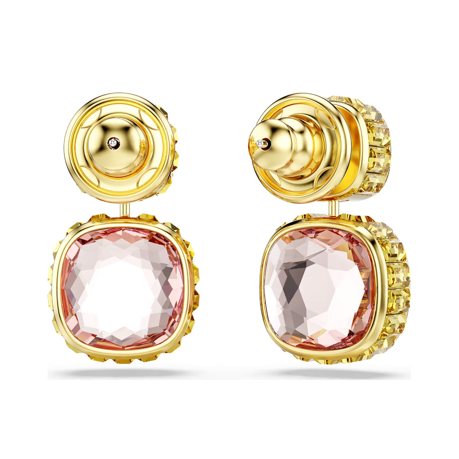 Orecchini Swarovski twist con cristalli verdi azzurri e rosa