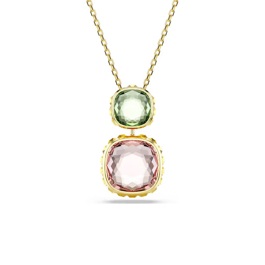 Collana girocollo Swarovski twist cristalli verdi azzurri e rosa
