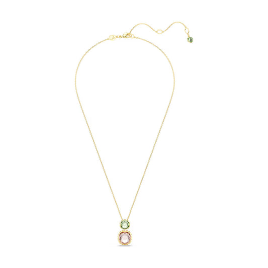 Collana girocollo Swarovski twist cristalli verdi azzurri e rosa