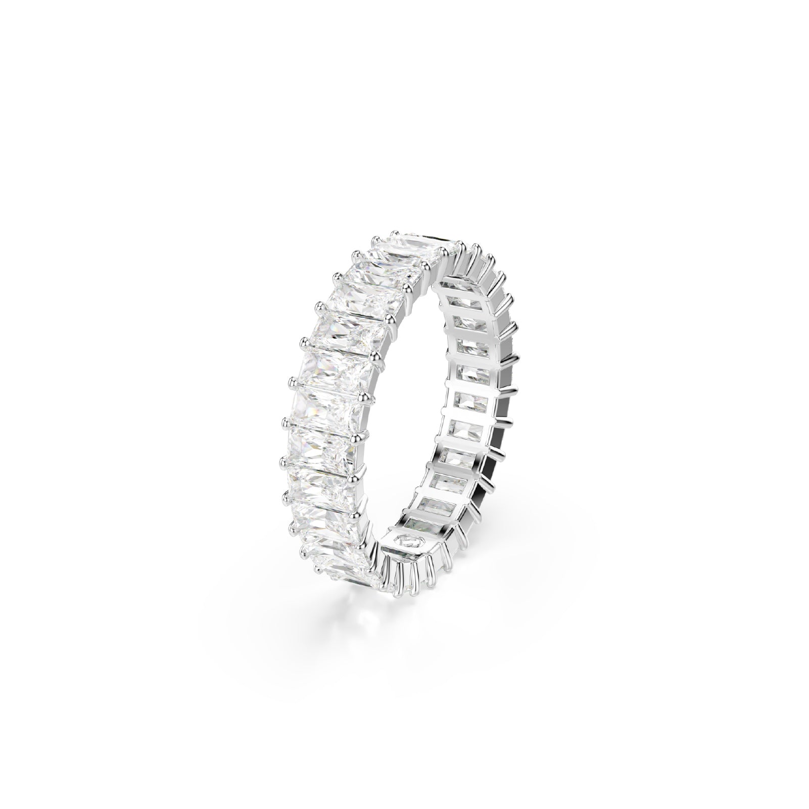 ANELLO BAGUETTE SWAROVSKI PLACCATO IN RODIO E ZIRCONI S.5693407