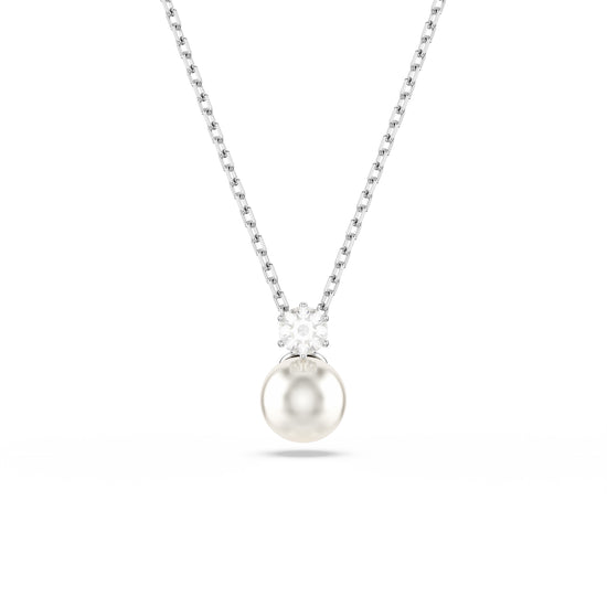 COLLANA CON PENDENTE SWAROVSKI RODIATA CON PERLA E ZIRCONI S.5693897
