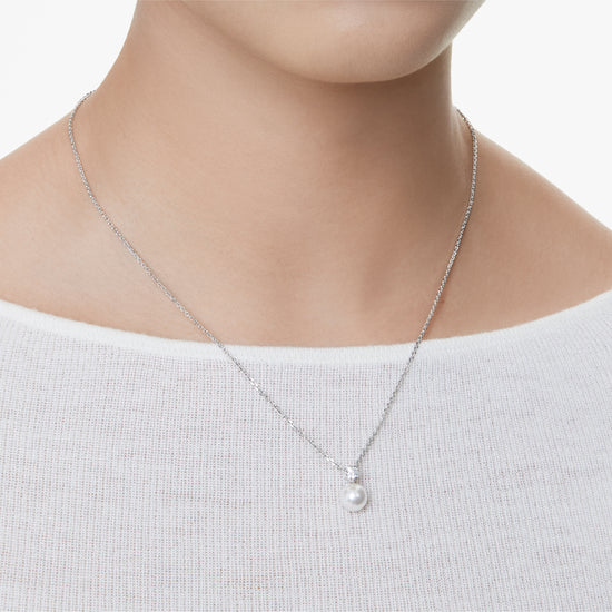 COLLANA CON PENDENTE SWAROVSKI RODIATA CON PERLA E ZIRCONI S.5693897