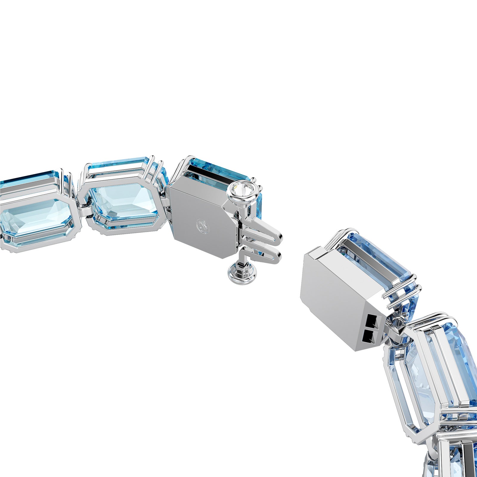 BRACCIALE TENNIS SWAROVSKI PLACCATO RODIO CON CRISTALLI BLU S.5694135