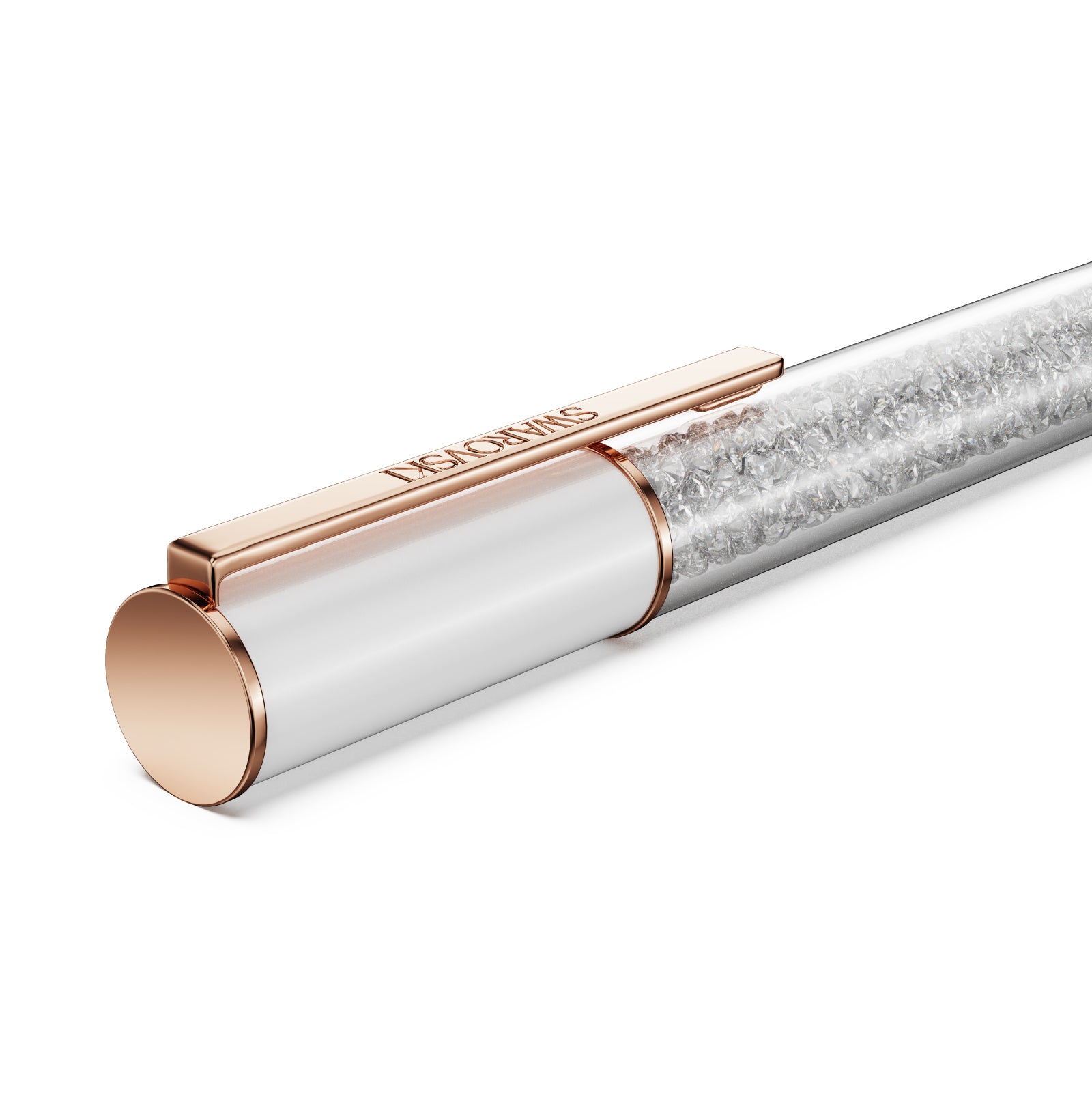 PENNA A SFERA SWAROVSKI LACCATA BIANCA CON CRISTALLI S.5694174