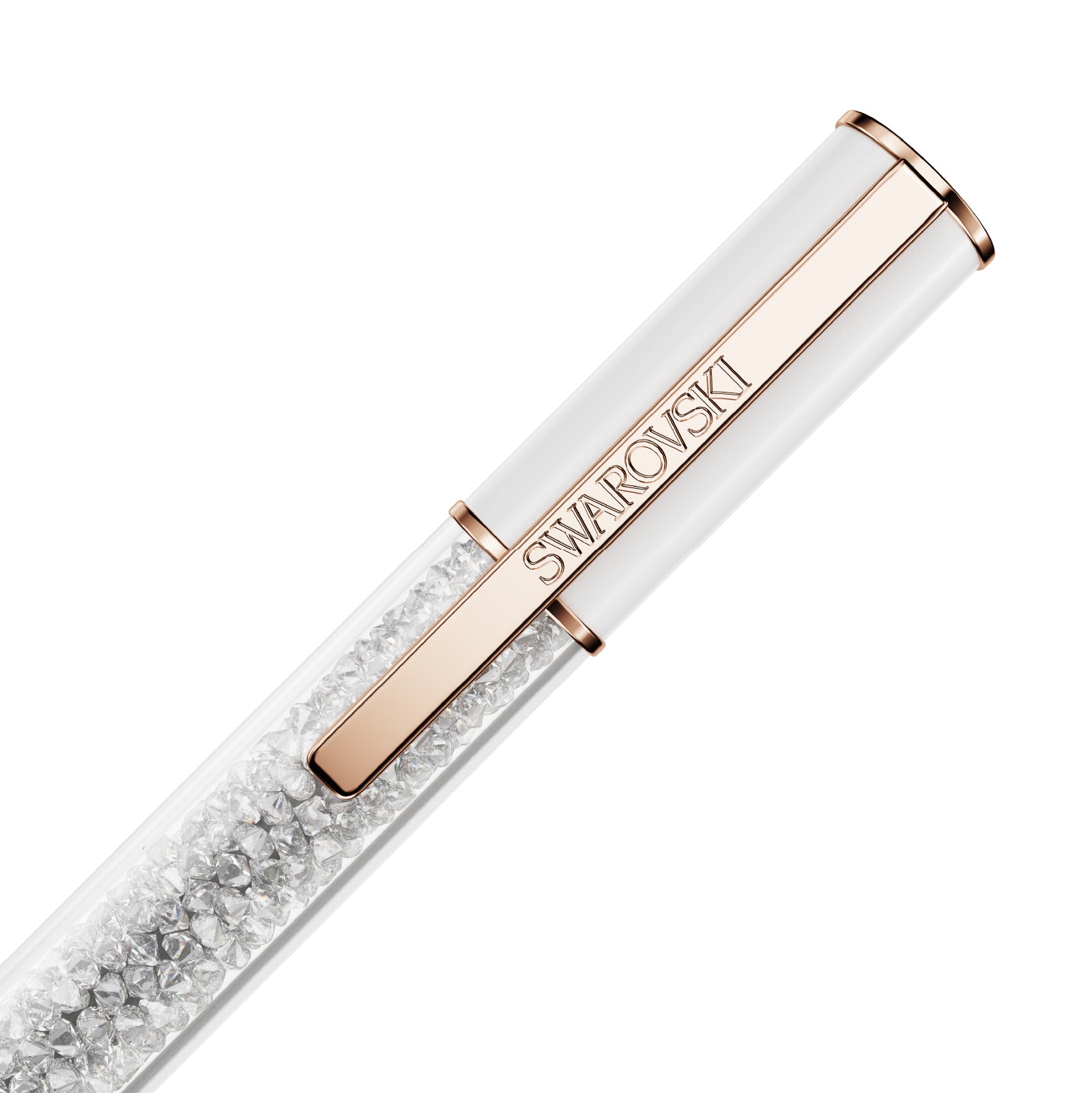 PENNA A SFERA SWAROVSKI LACCATA BIANCA CON CRISTALLI S.5694174