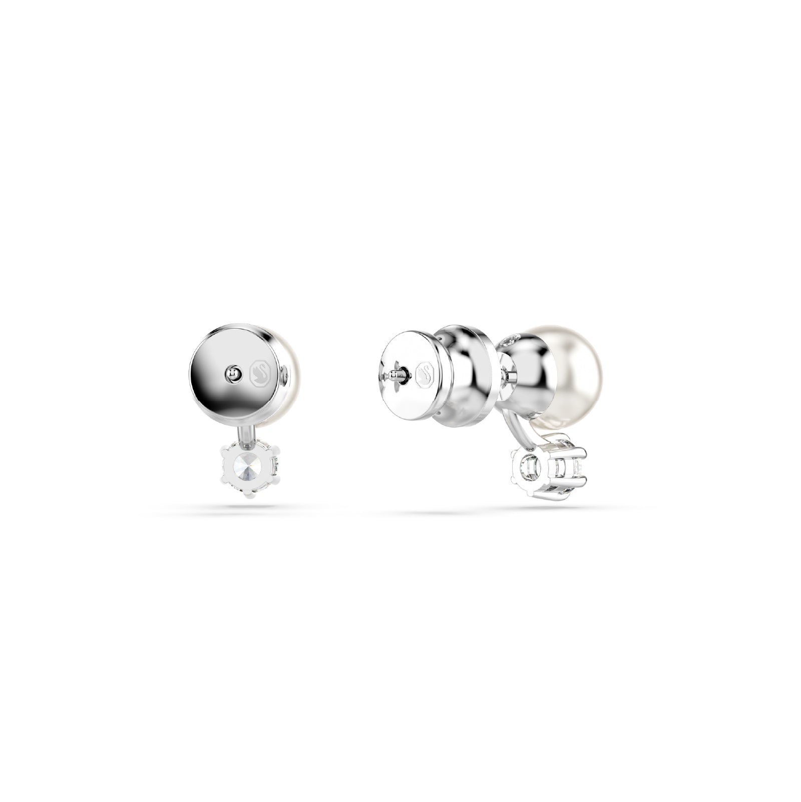 ORECCHINI A LOBO SWAROVSKI PLACCATI RODIO CON PERLA E ZIRCONE S.5694225