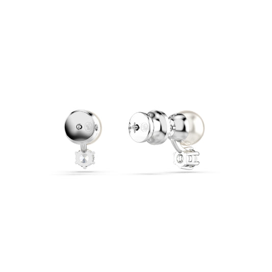ORECCHINI A LOBO SWAROVSKI PLACCATI RODIO CON PERLA E ZIRCONE S.5694225