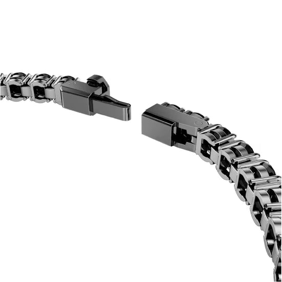 Bracciale tennis Swarovski rodiato cristalli di colore nero L 17,5 cm