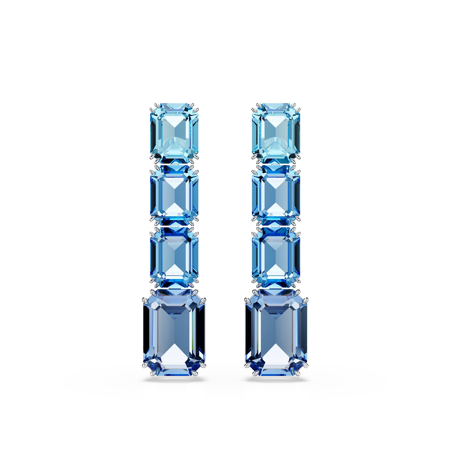 ORECCHINI PENDENTI SWAROVSKI PLACCATI RODIO E CRISTALLI BLU S.5696516